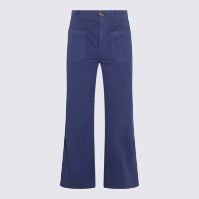 Chloé High Waist Wide Leg Trousers With Belt Loops In Blue