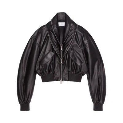 Pre-owned Givenchy Zipped Shawl Collar Leather Bomber Jacket 'black' | Women's Size 38