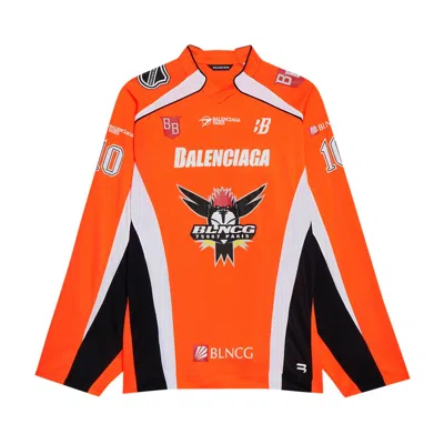 Pre-owned Balenciaga Long-sleeve Hockey Shirt 'fluorescent Orange/white/black' | Men's Size Xs