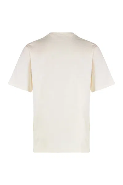 Dolce & Gabbana White T-shirt With Crew Neck And Applied Logo Plate On The Chest In Cotton Man In White