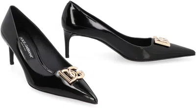 Dolce & Gabbana Pointed Toe Leather Pumps With Stiletto Heel