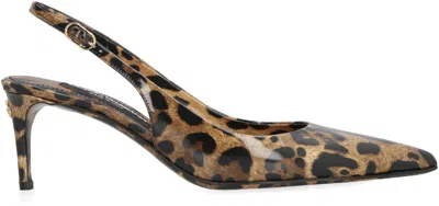 Dolce & Gabbana Dolce&gabbana Patent Leather Animal Slingback In Animal Print