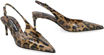 Dolce & Gabbana Dolce&gabbana Patent Leather Animal Slingback In Animal Print