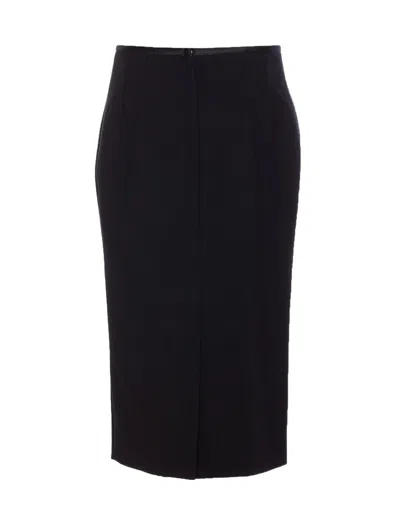 Dolce & Gabbana Longuette High-waisted Knee-length Skirt With Back Slit In Black