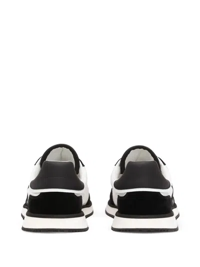 Dolce & Gabbana Low-top Mesh Sneakers With Suede Inserts In Black