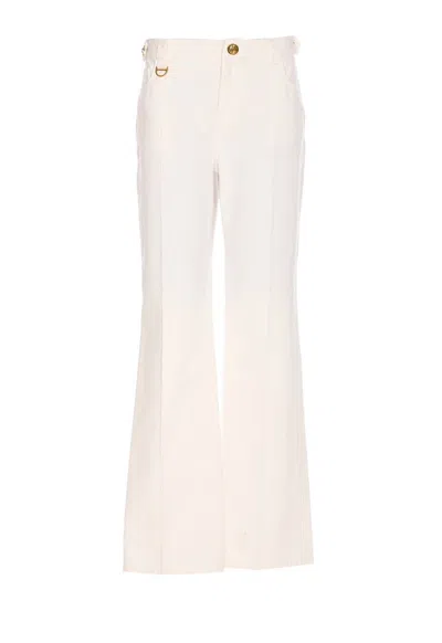 Chloé Pantaloni Dritti In Tela Di Cotone In Neutral