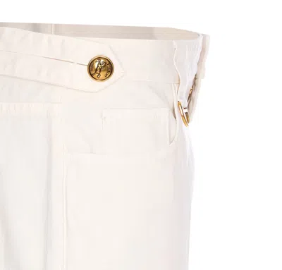 Chloé Pantaloni Dritti In Tela Di Cotone In Neutral