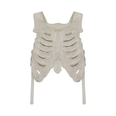 Pre-owned Satoshi Nakamoto Ribcage Moto Vest 'white' | Men's Size Onesize