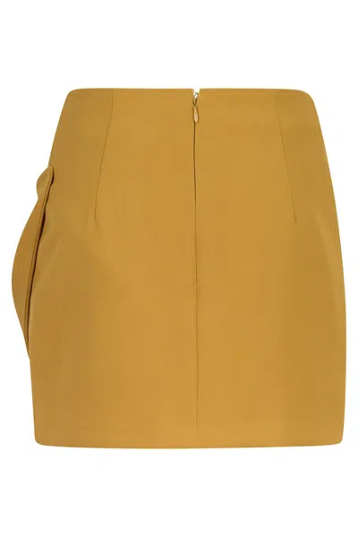Elisabetta Franchi Mini Yellow Skirt In Brown
