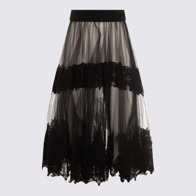 Elisabetta Franchi High Waist Lace-detailed Tulle Skirt In Multi