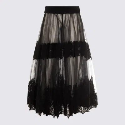 Elisabetta Franchi High Waist Lace-detailed Tulle Skirt In Multi