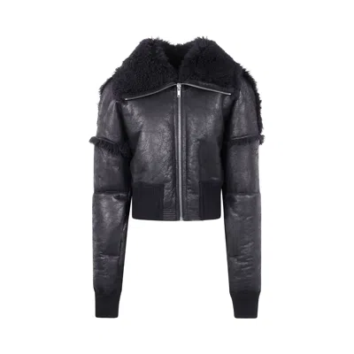 Pre-owned Rick Owens Flight Cropped Jacket 'black' | Men's Size 50