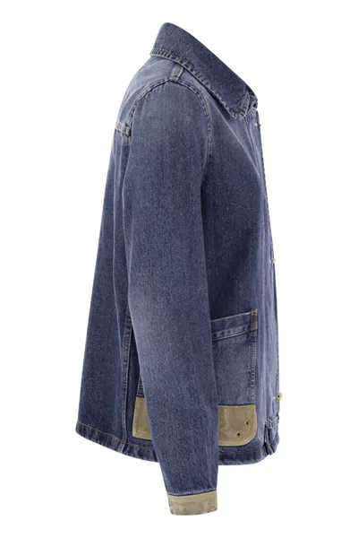 Fay Mini 3-hook Denim Jacket In Blue