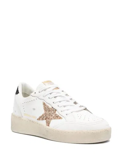 Golden Goose Ball Star 2 Sneakers With Gold Glitter Star And Black Glitter Heel Tab Shoes