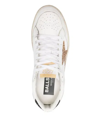 Golden Goose Ball Star 2 Sneakers With Gold Glitter Star And Black Glitter Heel Tab Shoes