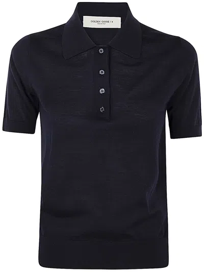 Golden Goose Polo Knit Short Sleeves In Merino Wool Clothing In Black