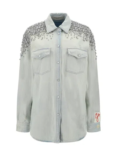 Golden Goose Boyfriend Shirt In Blue