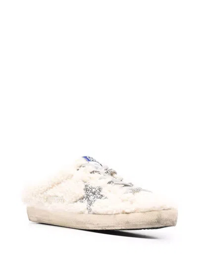 Golden Goose Super-star Sabot Shearling Upper Glitter Star