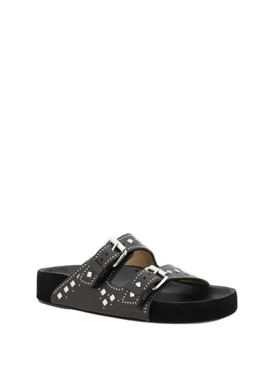 Isabel Marant 'lennyo' Black Sandals With Stud Embellishments And Moulded Footbed