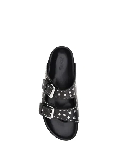Isabel Marant 'lennyo' Black Sandals With Stud Embellishments And Moulded Footbed