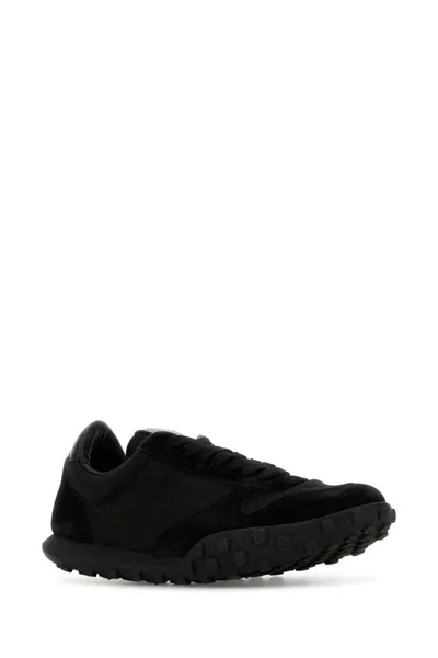 Jil Sander Fabric And Suede Low-top Sneakers In Black