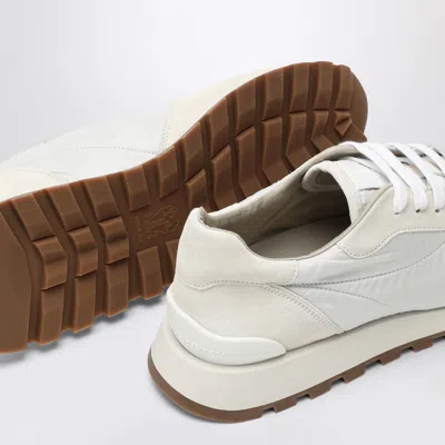 Brunello Cucinelli White Nylon And Suede Trainer