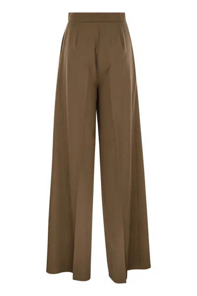 Max Mara Maxmara Women Ninfa - Wool Gabardine Trousers In Brown