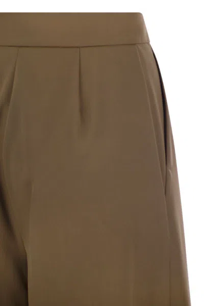 Max Mara Maxmara Women Ninfa - Wool Gabardine Trousers In Brown