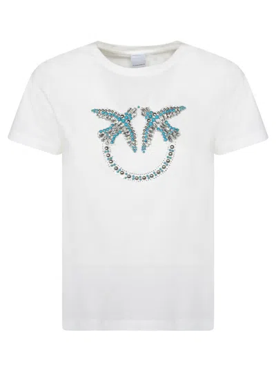 Pinko Embellished Love Birds T-shirt In White
