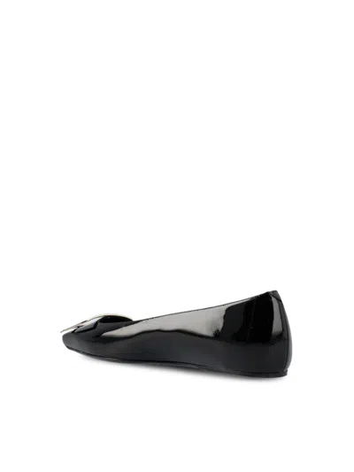 Roger Vivier Trompette Bellerine Glossed-leather Ballet Flats In Black
