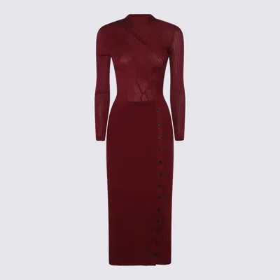 Self-portrait Midi Dress With Cut-out In Burgundy