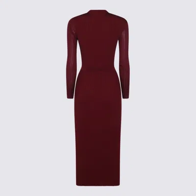 Self-portrait Midi Dress With Cut-out In Burgundy