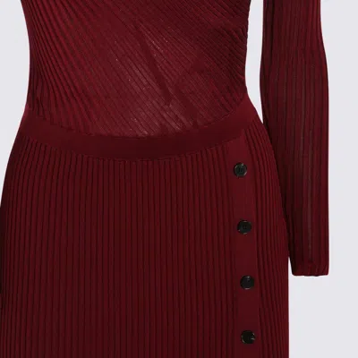 Self-portrait Midi Dress With Cut-out In Burgundy