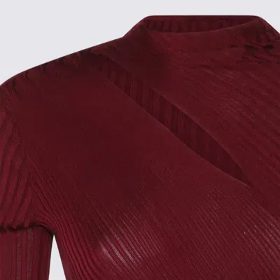 Self-portrait Midi Dress With Cut-out In Burgundy