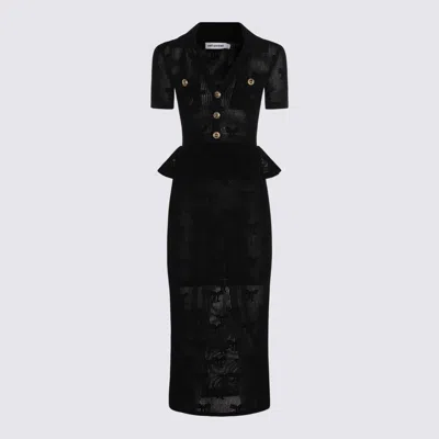 Self-portrait Midi Crochet Dress With Bows In Black