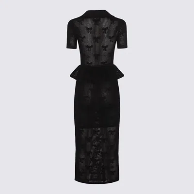 Self-portrait Midi Crochet Dress With Bows In Black