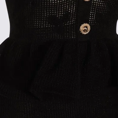 Self-portrait Midi Crochet Dress With Bows In Black