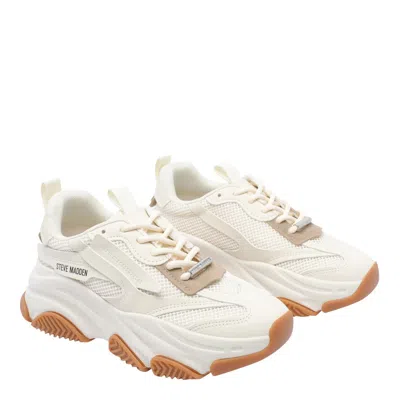 Steve Madden Womens Possession E 15 C Conrast-panel Woven Low-top Trainers White/oth Eur 40 / 7 Uk In Neutral