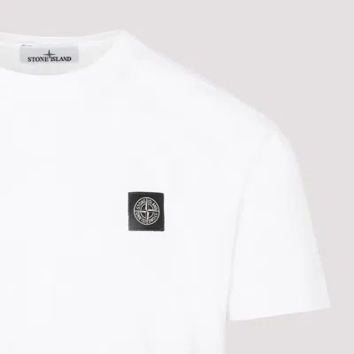 Stone Island Slim Fit Cotton Jersey T-shirt With Compass Patch Clothing In White