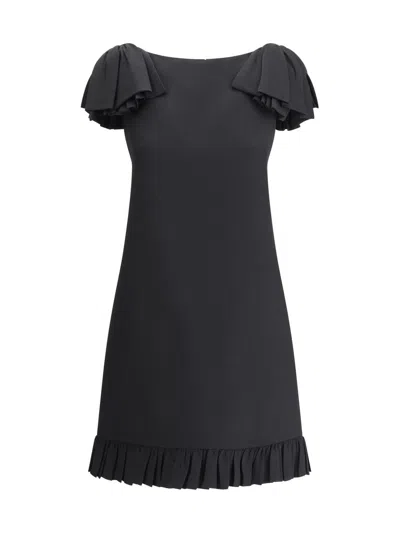 Valentino Ruffle Sleeve Wool Mini Dress In Multi