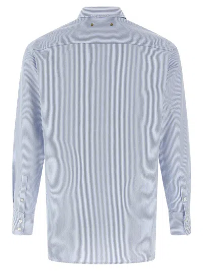 Golden Goose Embroidered Cotton Batilda Shirt In Blue