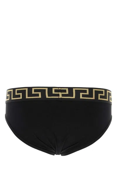 Versace Stretch Cotton Brief Set With Geometric Pattern In Multi