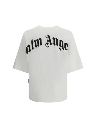 Palm Angels Relaxed-fit White T-shirt With Logo Print In Multi