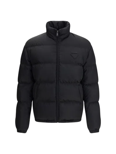 Prada Mens Black Medium-weight Re-nylon Down Jacket In Black