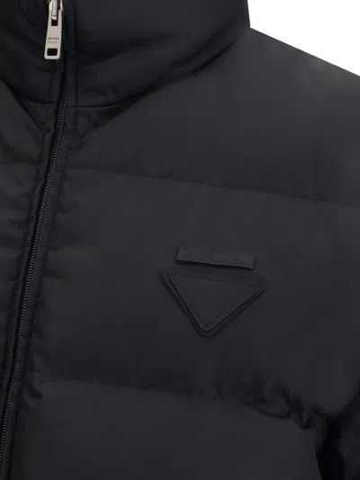 Prada Mens Black Medium-weight Re-nylon Down Jacket In Black