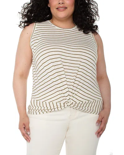 Liverpool Los Angeles Plus Sleeveless Crewneck Twist Front Knit Top In Neutral