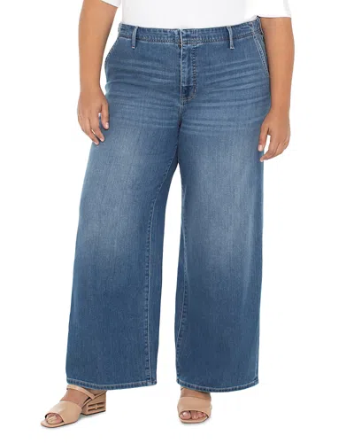 Liverpool Los Angeles Plus Weekender High Rise Wide Leg Jeans In Walnut Creek In Blue