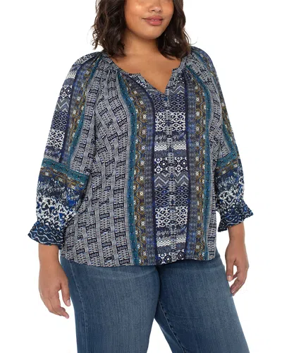 Liverpool Los Angeles Plus Geo Print Blouse In Blue