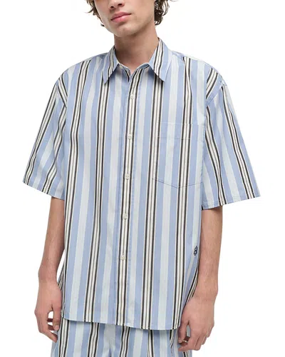 Simkhai Deacon Oversized Button Front Shirt In Blue