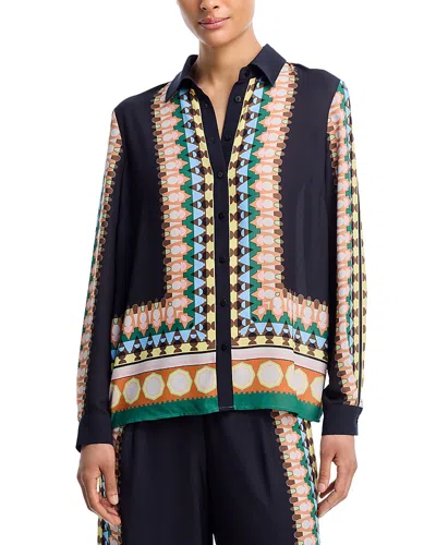 T Tahari Button Front Blouse In Multi